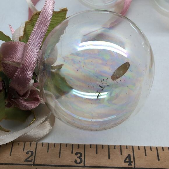 Lot Of 13 Victorian Style Iridescent Clear Glass Ornaments Ball Heart Bell - Picture 16 of 16